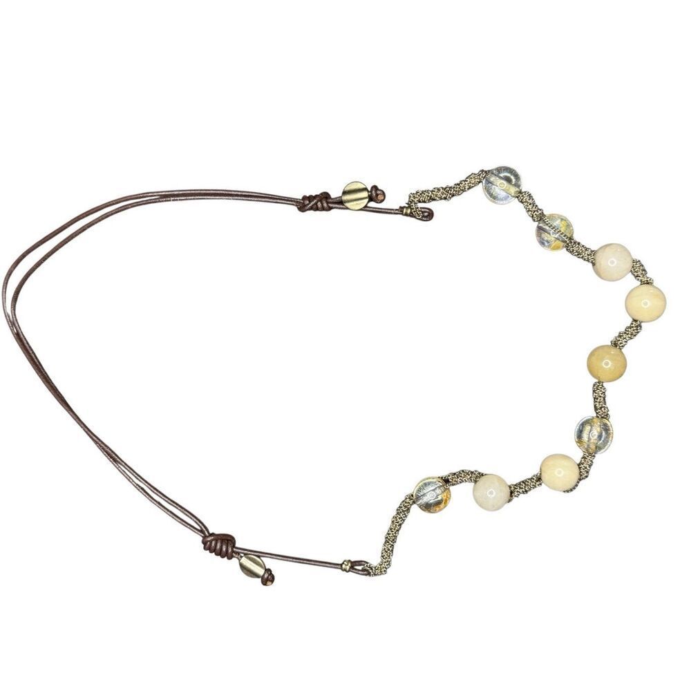 Anthropologie Woven hemp and neutral bead adjustable necklace - Picture 3 of 5